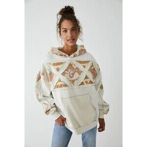 Free People We The Free It's A Vibe Print Hoodie Top Oversized Slouchy XL 289279